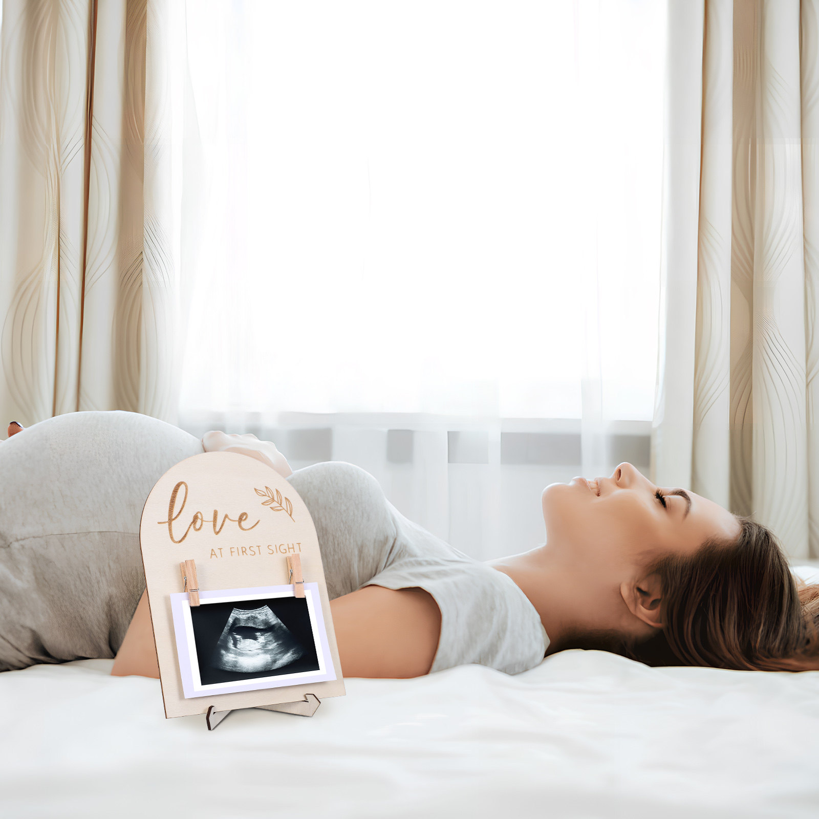 Baby Nursery Frames - 木製のベビーフォトフレーム。多機能スタンドクリップ付き。ベビーベッドの装飾や、超音波検査の写真、ベビーシャワーのプレゼントに最適。