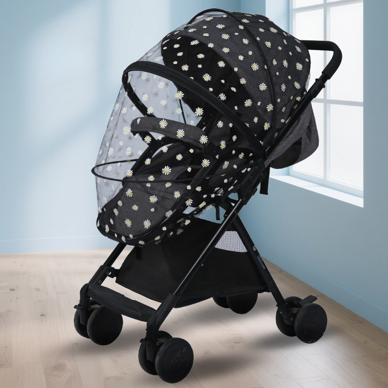 Baby Nursery Trolley - ベビーカー用ユニバーサル蚊帳デイジープリントネットカバー、ベビーカー、カーシート、ベビーベッド、ゆりかご、幼稚園用アクセサリー